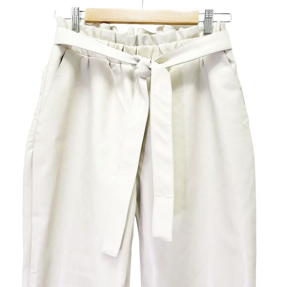 NWT Bagatelle Faux Leather Pants in Natural Cream Size Small Tie Waist Neutral - Picture 8 of 15
